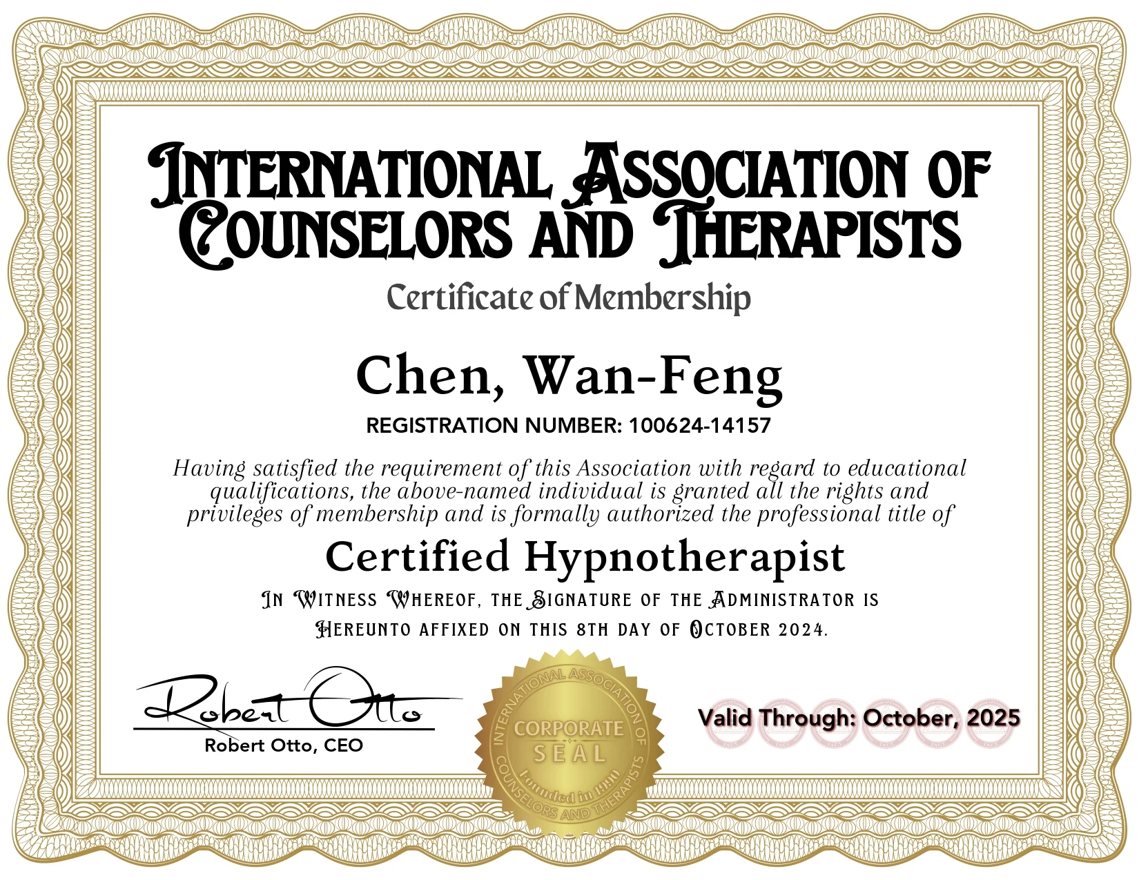 IACT Certified Hypnotist 證照